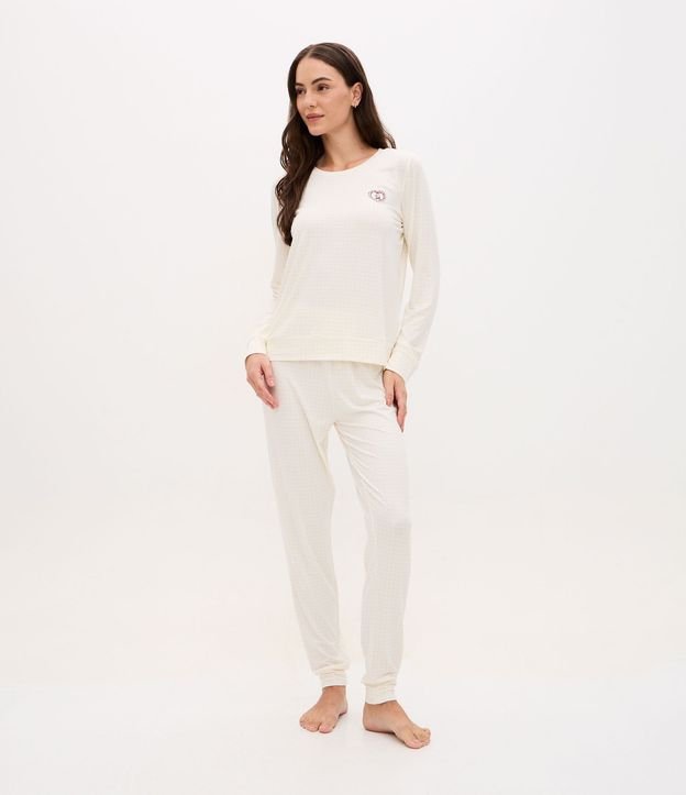 Pijama Largo Peach Touch con Estampa de Cuadros 1