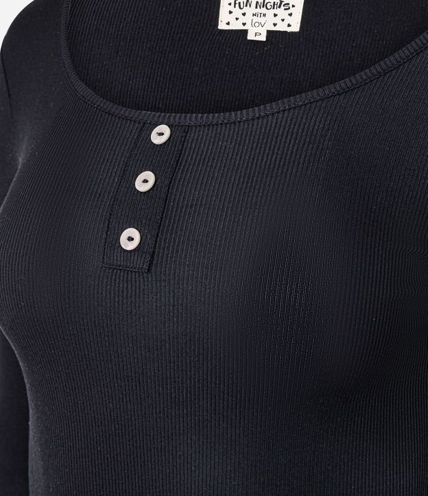 Blusa Pijama Acanalada con Botones en el Cuello Redondo 5