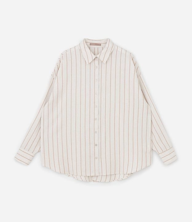 Camisa en Viscolino Rayada con Lacitos en la Espalda Curve & Plus Size 5