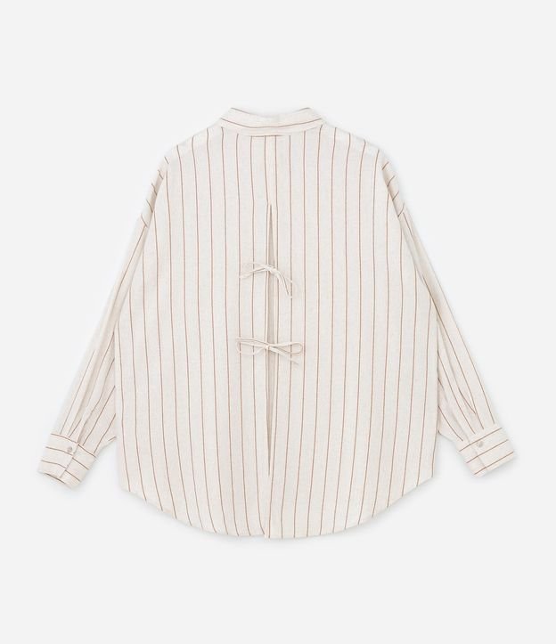 Camisa en Viscolino Rayada con Lacitos en la Espalda Curve & Plus Size 6