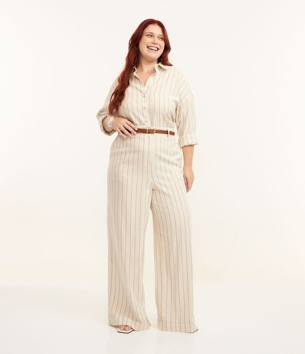 Camisa en Viscolino Rayada con Lacitos en la Espalda Curve & Plus Size 2