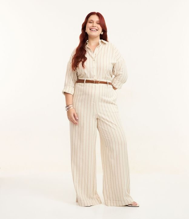 Pantalón Pantalona en Viscolino Listrado Curve & Plus Size 2