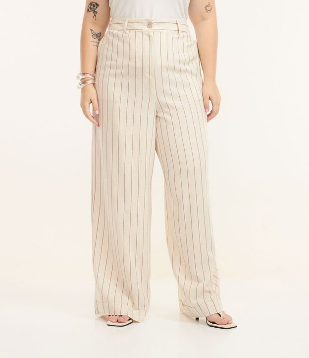 Pantalón Pantalona en Viscolino Listrado Curve & Plus Size 3