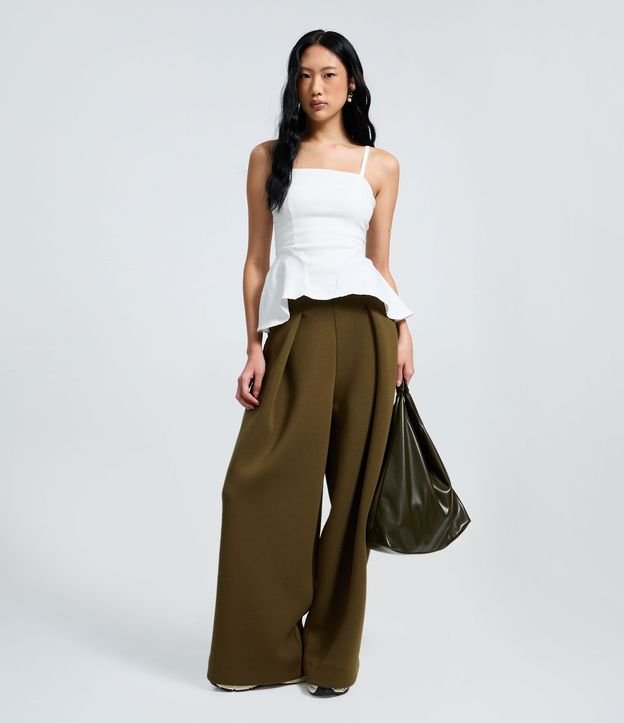 Pantalón Barrel en Algodón con Pliegues