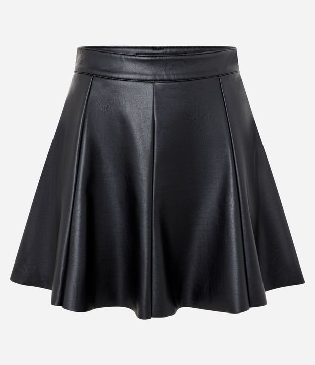 Short Pollera Evasê en PU con Frisos 1