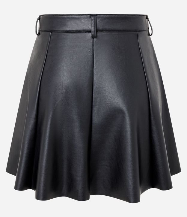 Short Pollera Evasê en PU con Frisos 2