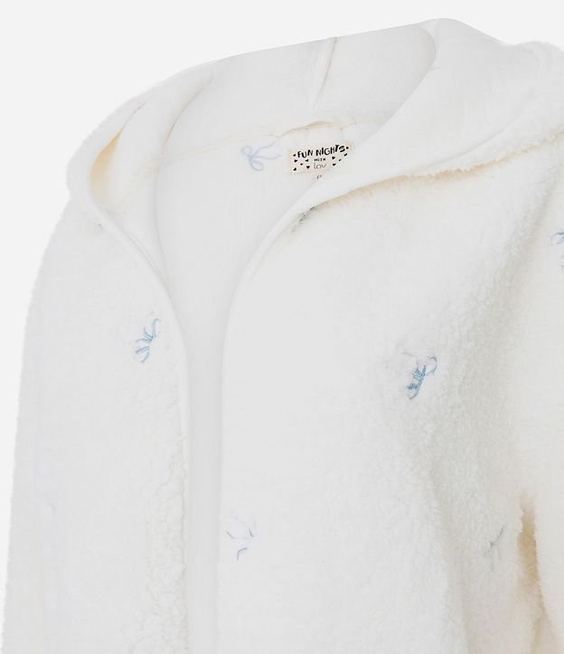 Bata de Baño Regular en Sherpa con Moñitas Bordadas 2