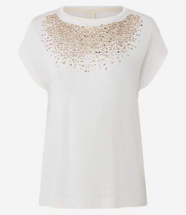 Blusa en Viscosa con Lentejuelas Metalizados en el Pecho 5