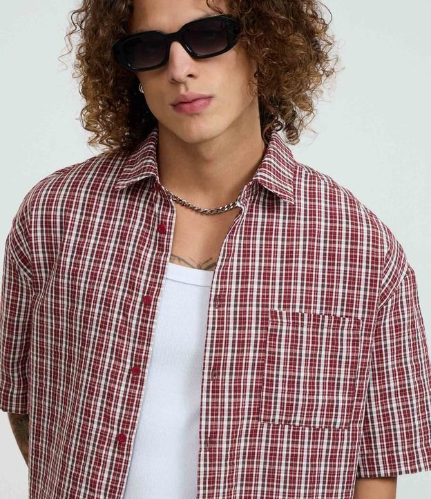 Camisa Oversized en Tricolina con Estampa de Cuadros 4