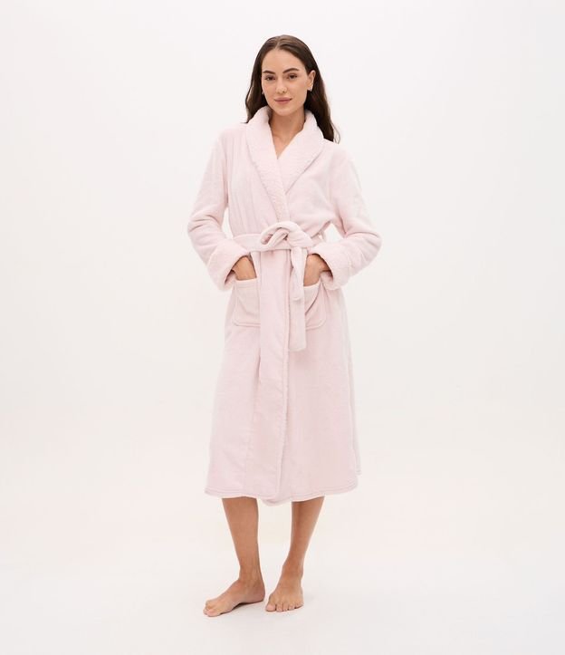 Bata de Baño Largo en Sherpa con Bolsillos