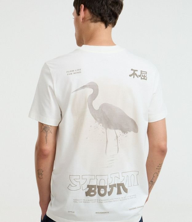 Remera Comfort en Algodón con Estampa Frente y Espalda de Garza