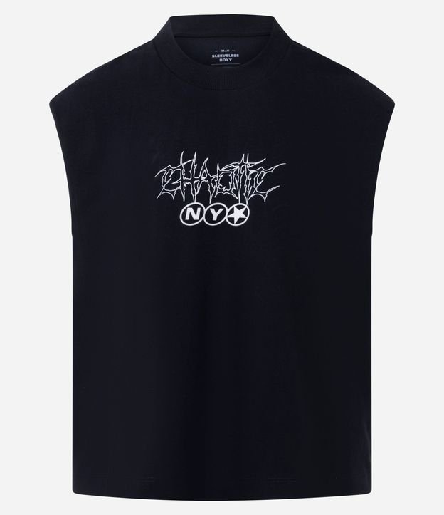 Musculosa Boxy en Media Malla con Estampa Lettering Delantero 4