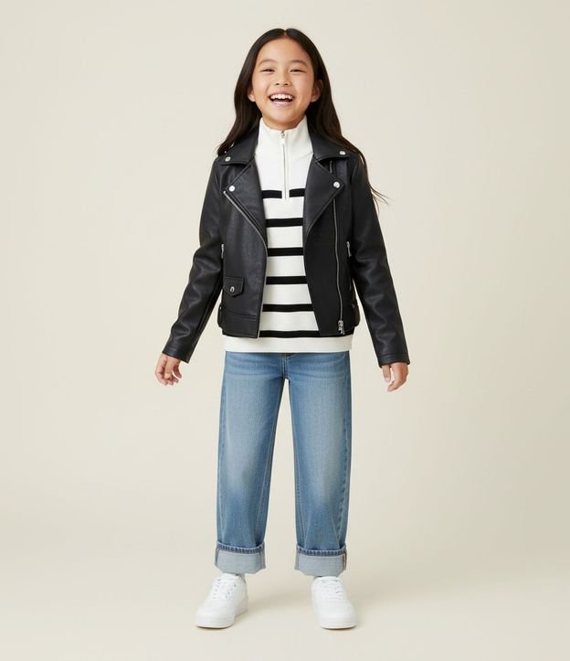 Campera Infantil Biker con Cremallera Assimétrica – Talle 5 a 14 años 2