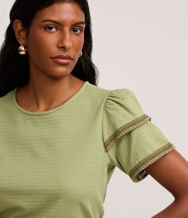 Blusa en Algodón con Detalle en Efecto Ganchillo en la Manga 2