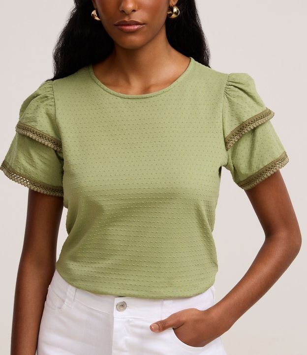 Blusa en Algodón con Detalle en Efecto Ganchillo en la Manga 4