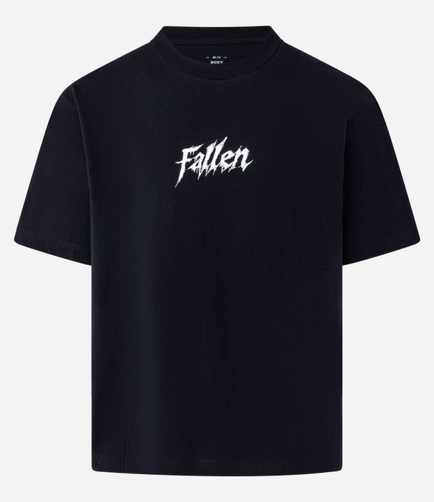 Remera Boxy en Algodón con Estampado de Asas y Lettering Fallen 5