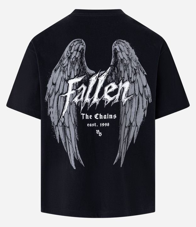 Remera Boxy en Algodón con Estampado de Asas y Lettering Fallen 6