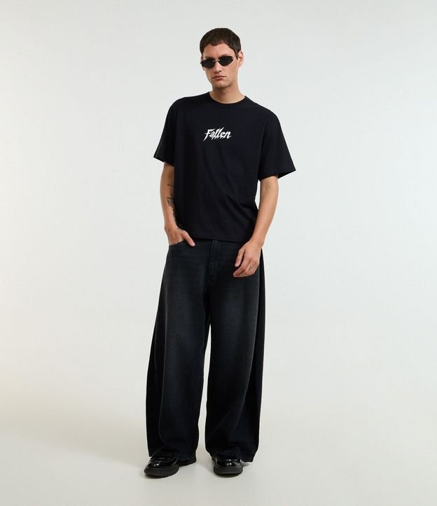 Remera Boxy en Algodón con Estampado de Asas y Lettering Fallen 5
