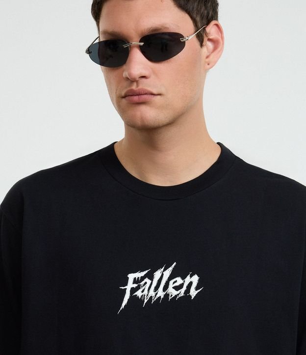 Remera Boxy en Algodón con Estampado de Asas y Lettering Fallen 6