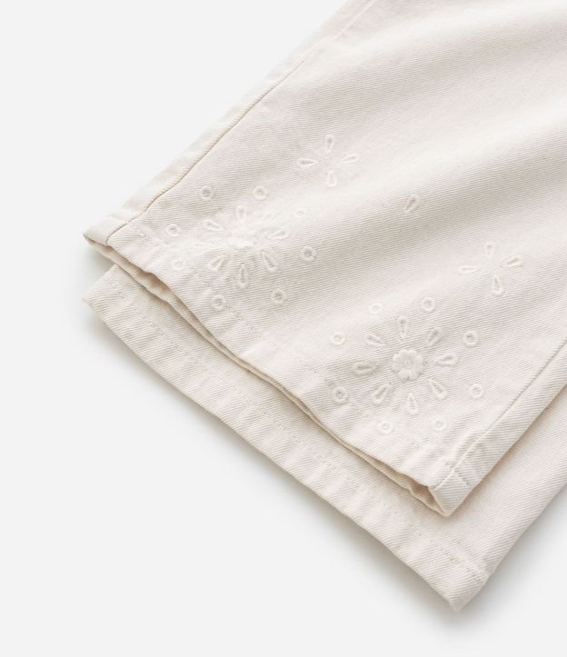 Pantalón Infantil Wide Leg en Sarga con Broderie en la Bajo - Tam  7 a 14 años 6