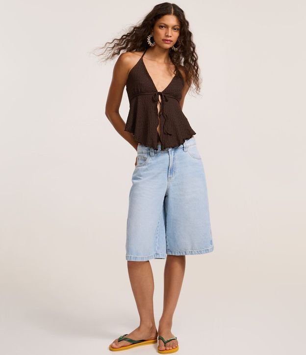 Blusa Frente Única Texturizada con Lazo y Bajo Nube 2