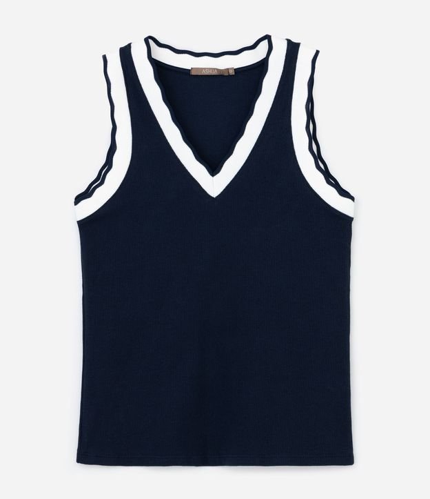 Blusa Musculosa en Ribana con Cuello V en Retilínea Curve & Plus Size 5