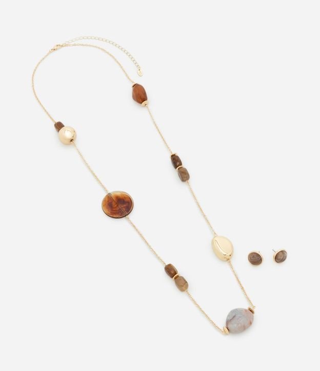 Conjunto de Maxi Collar Asimétrico y Caravanas Botón 3