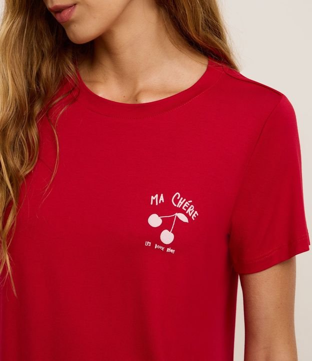 Blusa de Pijama en Viscosa con Estampado de Cereza 3