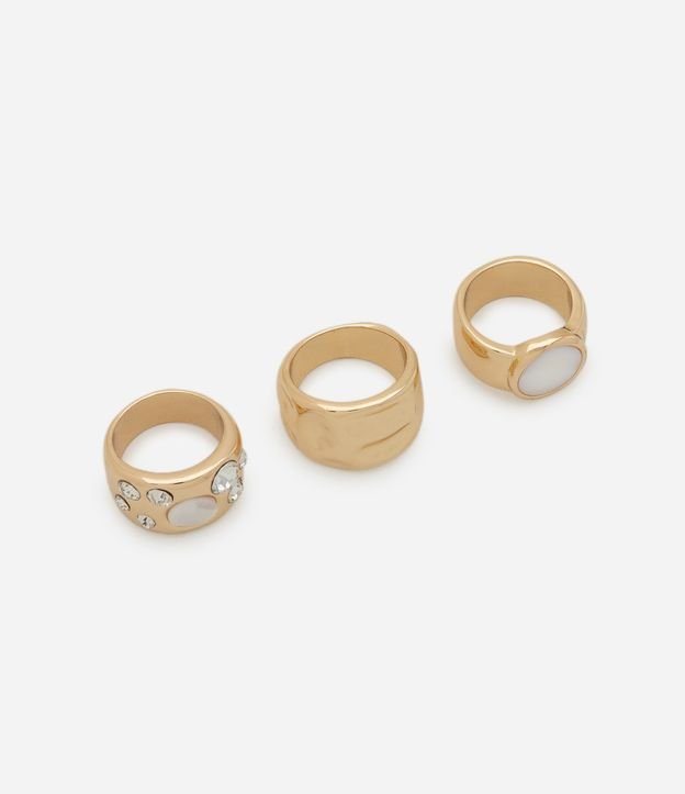 Kit 03 Anillos Metalizados con Nácar y Strass 2