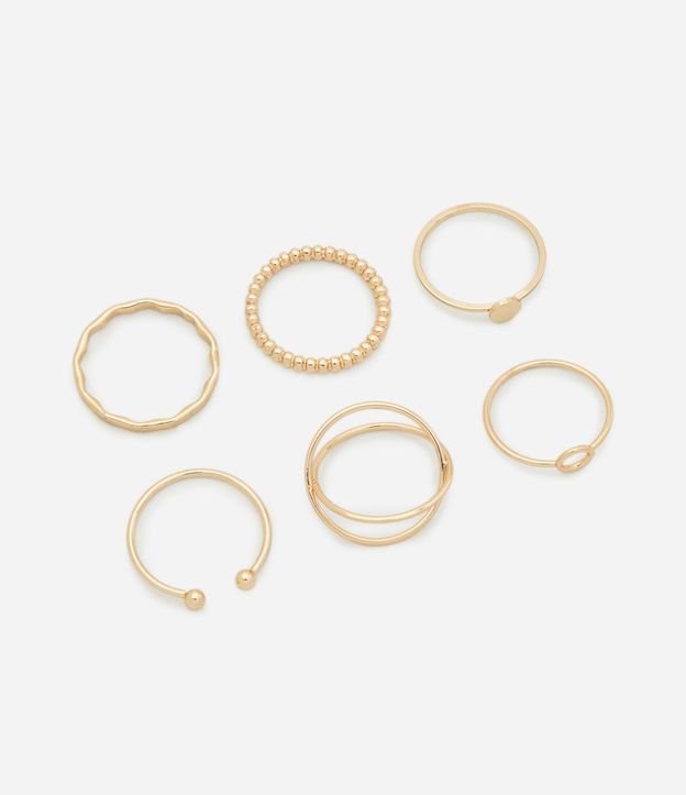 Kit 06 Anillos en Metal con Formatos Delicados y Diversos