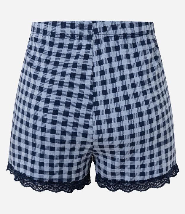 Short de Pijama en Viscosa de Cuadros con Encaje en el Ruedo 6