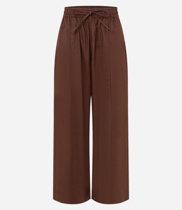 Pantalón Wide Leg en Sarga con Frisos 5