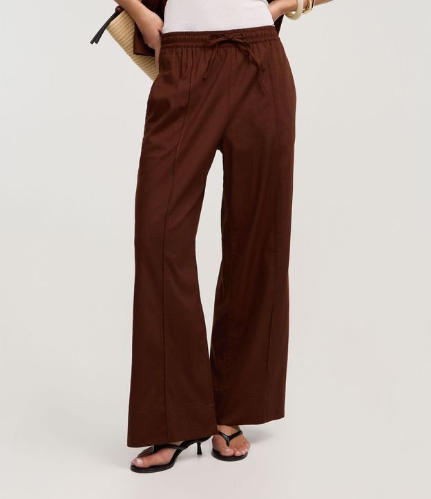 Pantalón Wide Leg en Sarga con Frisos 3