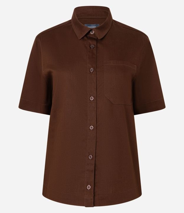 Camisa en Sarga con Bolsillo en el Pecho 5