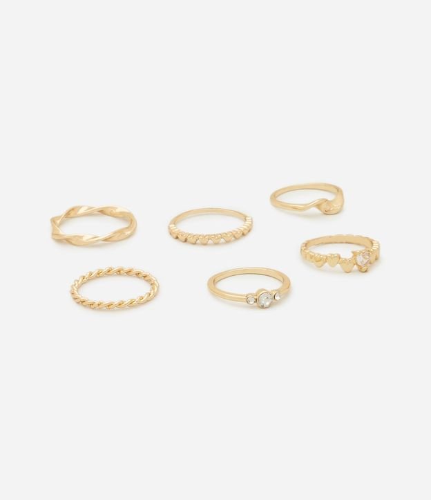 Kit 06 Anillos en Metal con Detalles en Strass 2