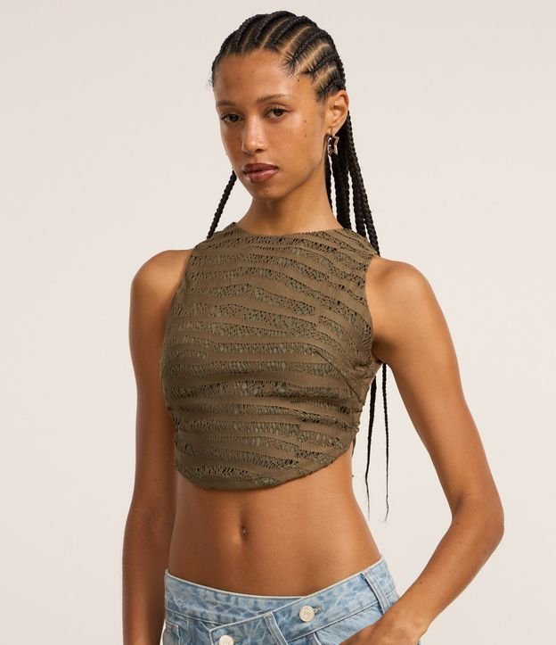 Blusa Frente Única en Encaje Texturizada