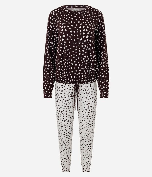 Pijama Largo Peach Touch con Estampado de Corazones 4