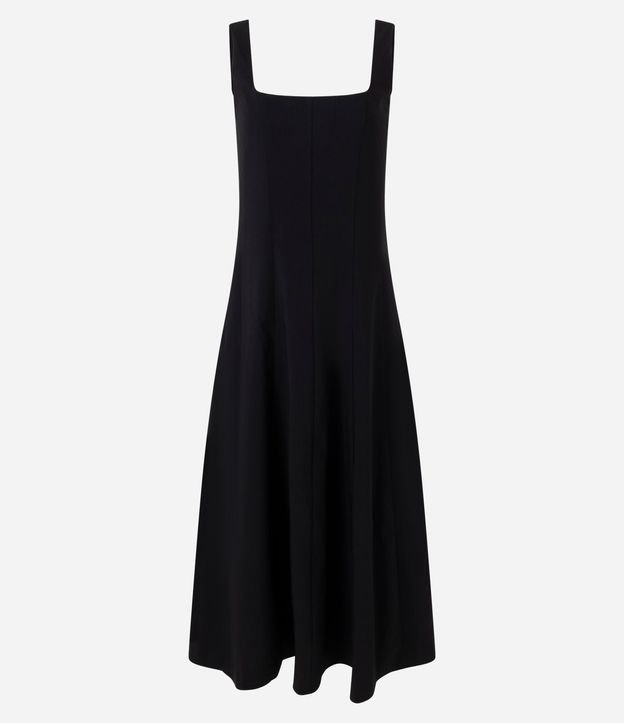 Vestido Evasê Midi en Viscosa con Escote Cuadrado y Recortes 6