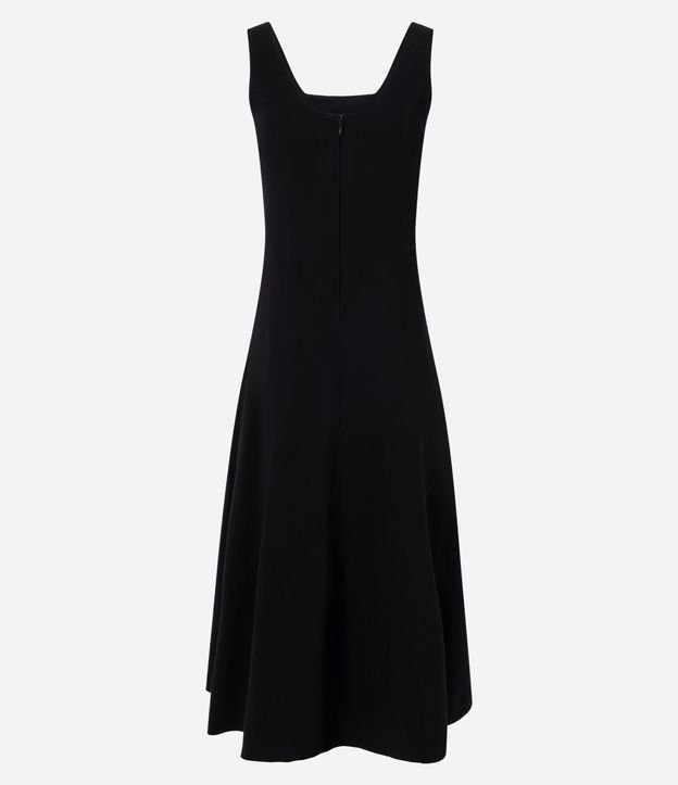 Vestido Evasê Midi en Viscosa con Escote Cuadrado y Recortes 7