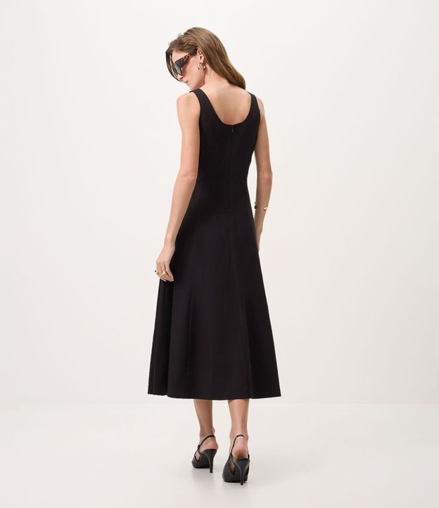 Vestido Evasê Midi en Viscosa con Escote Cuadrado y Recortes 4