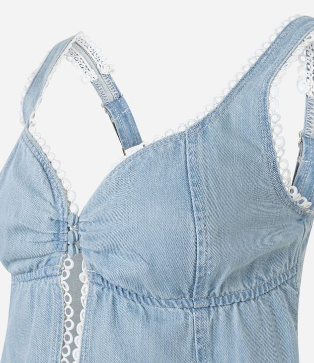 Blusa Cropped en Jeans con Botones Forrados en el Busto 7