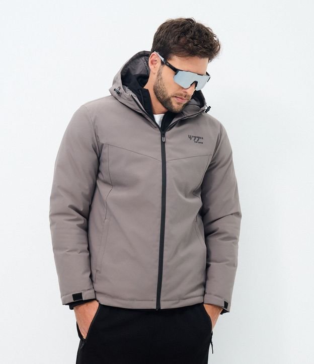 Campera Deportiva con Capucha y Estampa Lettering