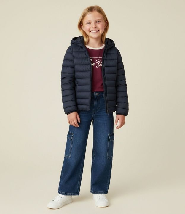Campera Infantil Puffer en Microfibra con Capucha – Talle 5 a 16 años