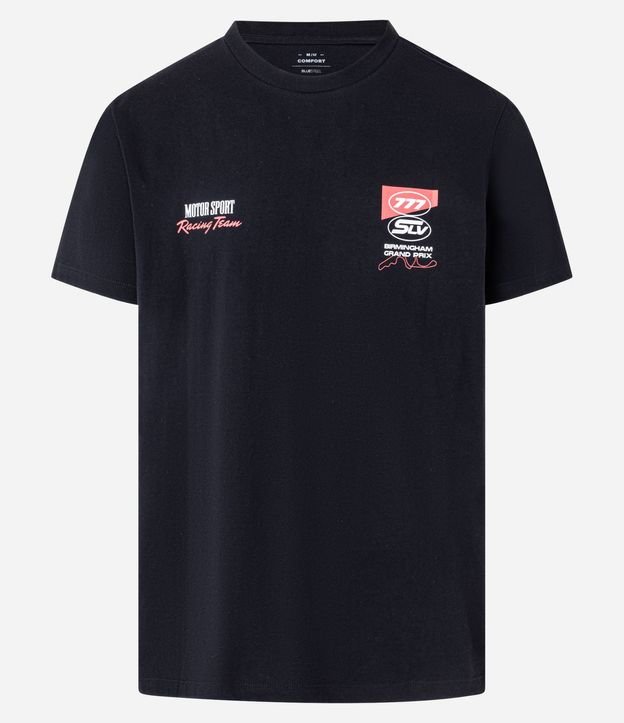 Remera Comfort en Algodón con Estampa y Lettering Motor Sport 8