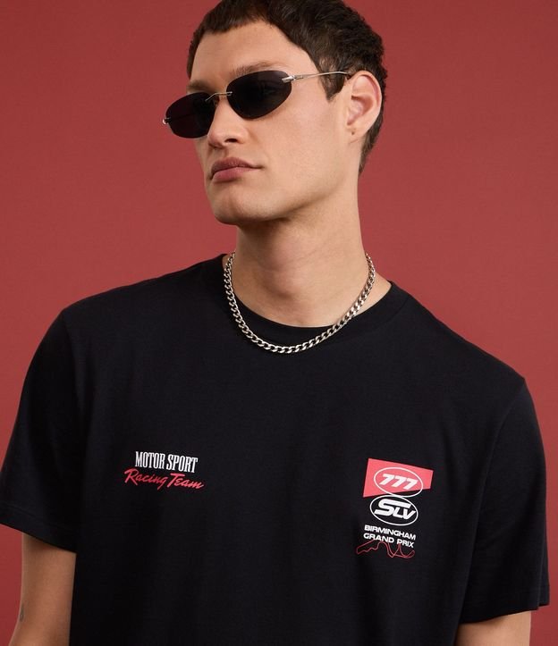 Remera Comfort en Algodón con Estampa y Lettering Motor Sport 6