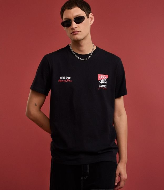 Remera Comfort en Algodón con Estampa y Lettering Motor Sport 7