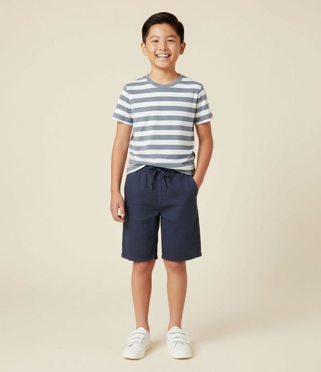 Remera Infantil Comfort con Estampa de Rayas  - Talle 5 a 14  Anos