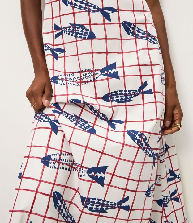 Vestido Midi con Tirantes Finos y Estampa de Peces 4