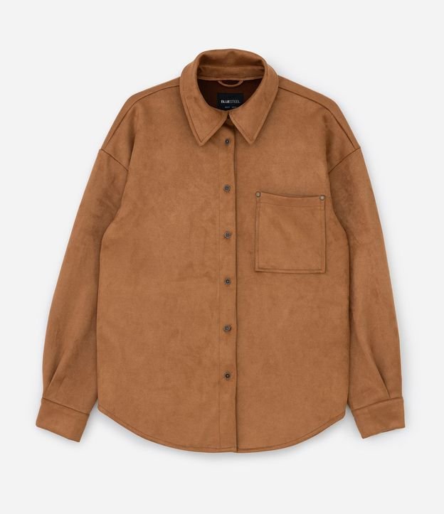 Camisa en Gamuza con Mangas Largas y Pequeño Bolsillo 5