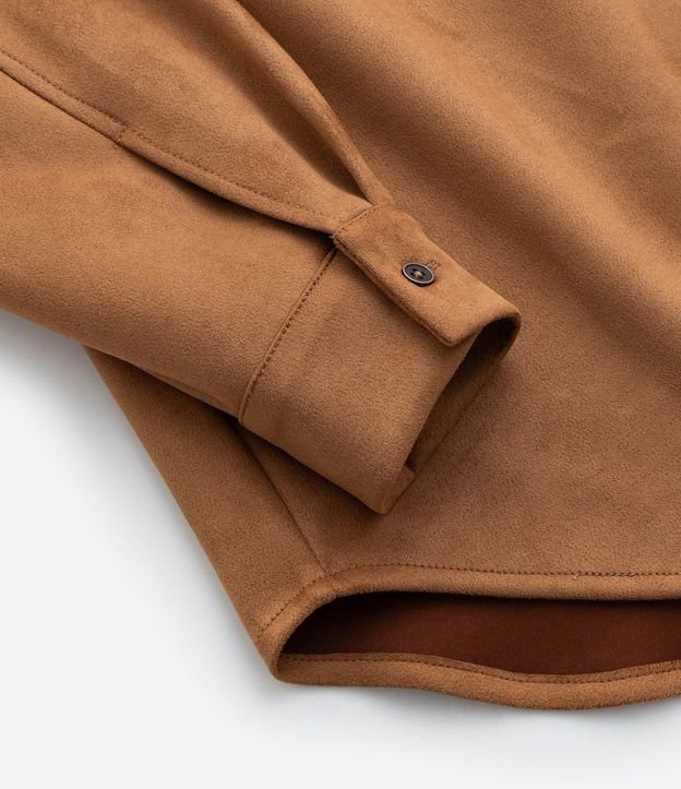 Camisa en Gamuza con Mangas Largas y Pequeño Bolsillo 9